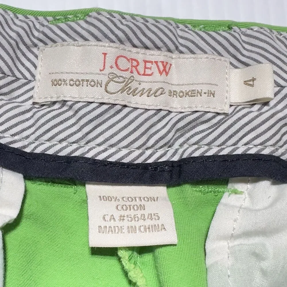 J.Crew Broken In Chino Classic Twill Shorts Womens Size 4 Green 3” Inseam